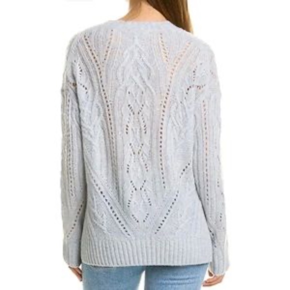 Vince Textured Cable Knit Tunic Sweater in Blue - Picture 2 of 14